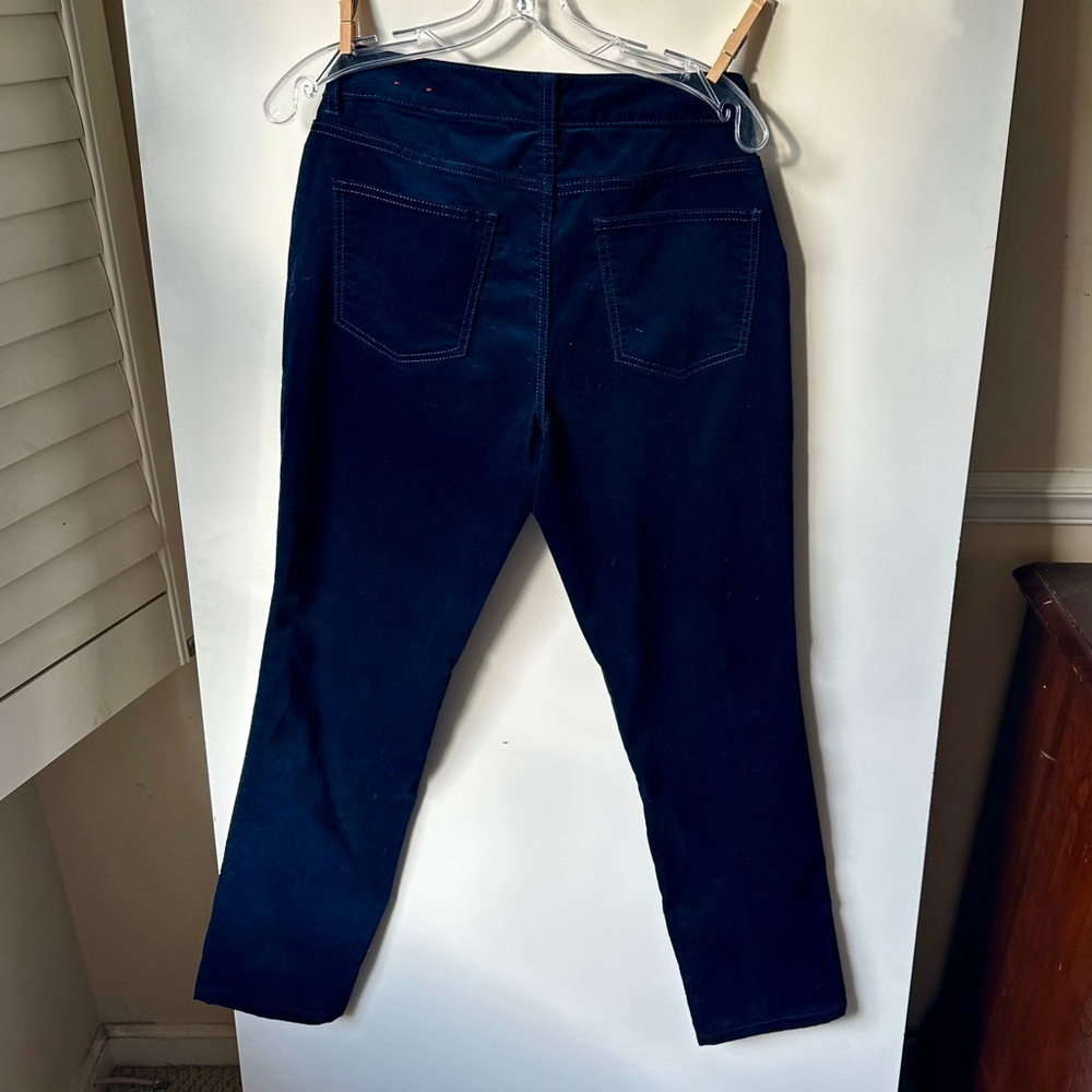 Talbots Navy Blue Velvet Curvy Stretch High Rise Straight Leg Ankle Pants 8P - Picture 2 of 6
